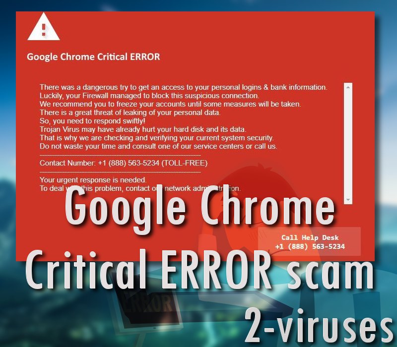 Google Chrome critical ERROR scam